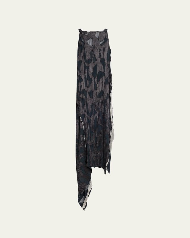 Abstract Stripe Jacquard Boat-Neck Dress